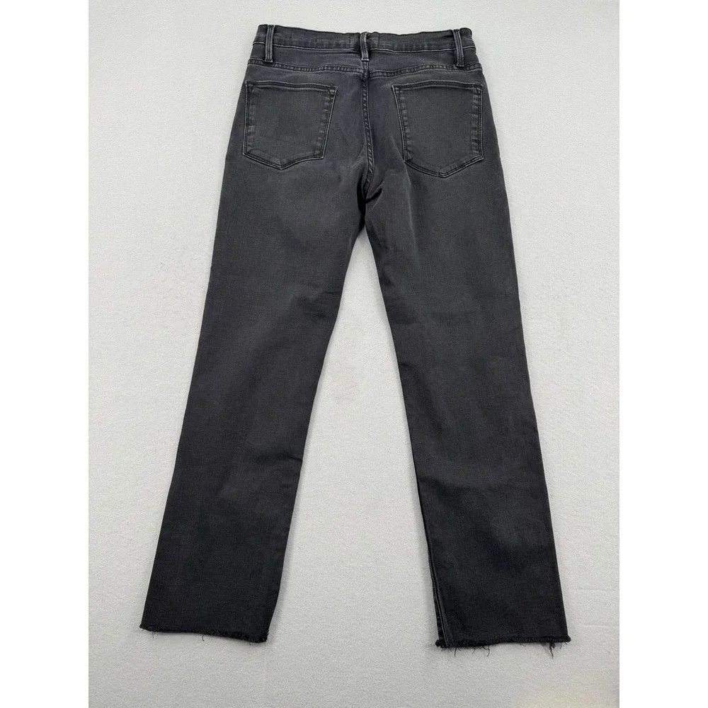 FRAME Le High Straight Slim Fit Jeans Womens 29 Black Raw Hem Kerry LHSTRA208 - Picture 5 of 12